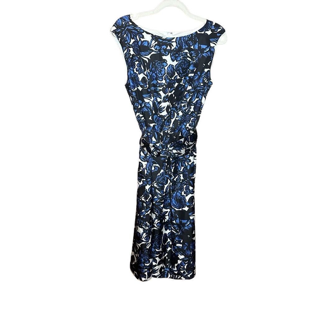 Vintage Talbots Pure Silk‎ Women's Blue & White 100% Silk Floral Sheath dress